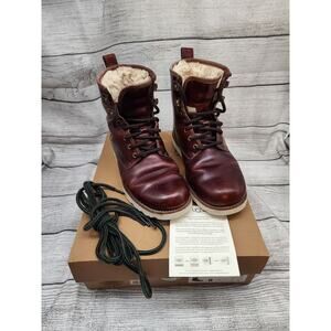 UGG Hannen Cordovan Burgundy Oxblood Leather Boots Men's 8 Shearling Lined